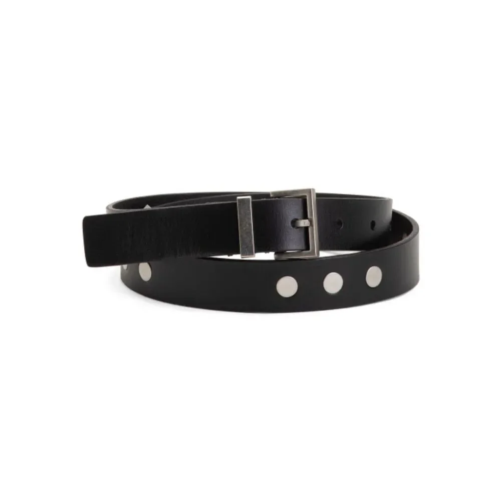 NWT AllSaints Black Punk 25mm Belt w/ Flat Silver Studs Sz L